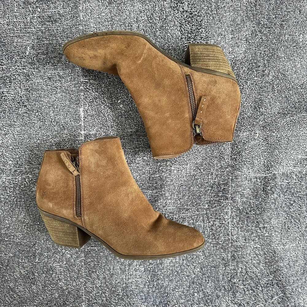 Frye Tan Suede Ankle Booties